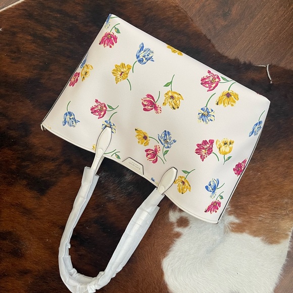Kate Spade Sutton Large Tote Bag Ivory Tulip Toss Cream Floral Purse KB293 - Picture 2 of 7